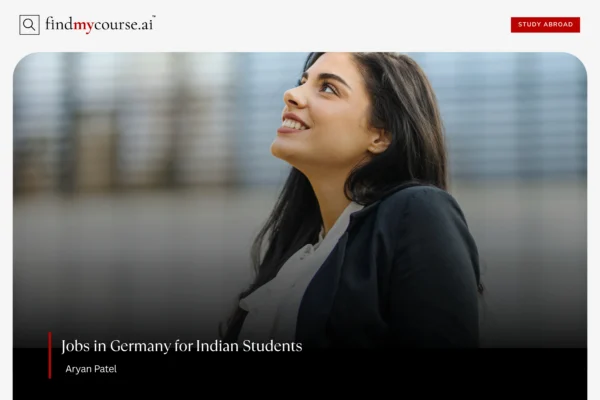 Indian student smiling and looking up, symbolizing jobs in Germany – Find My Course | findmycourse.ai