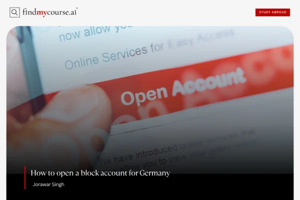 close-up of a computer screen showing open blocked account for Germany – Find My Course | findmycourse.ai