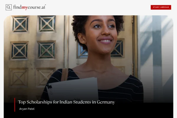 Smiling Indian student holds documents on scholarships in Germany – Find My Course | findmycourse.ai
