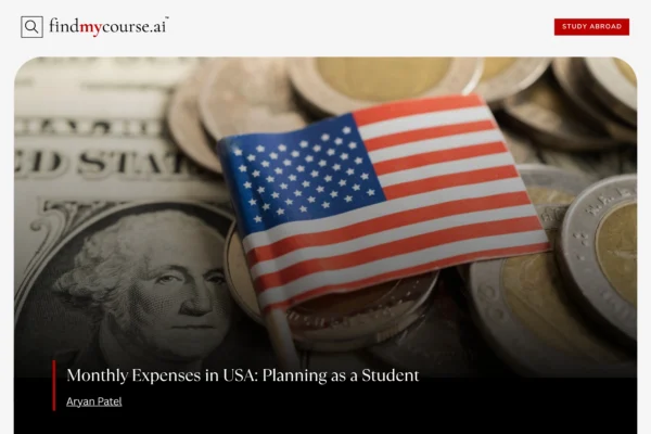 US flag over dollar bill and coins depicting Cost of Living in the USA – Find My Course | findmycourse.ai