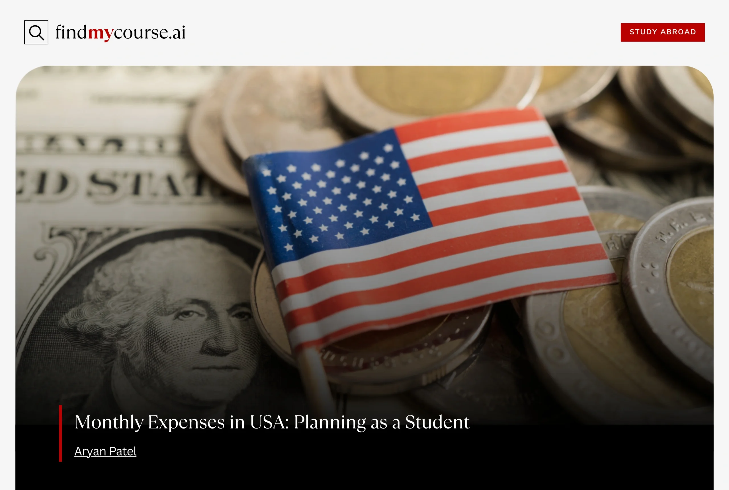 US flag over dollar bill and coins – Find My Course | findmycourse.ai