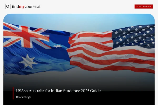 Flags showing USA vs Australia education choice – Find my course | FindMyCourse.ai