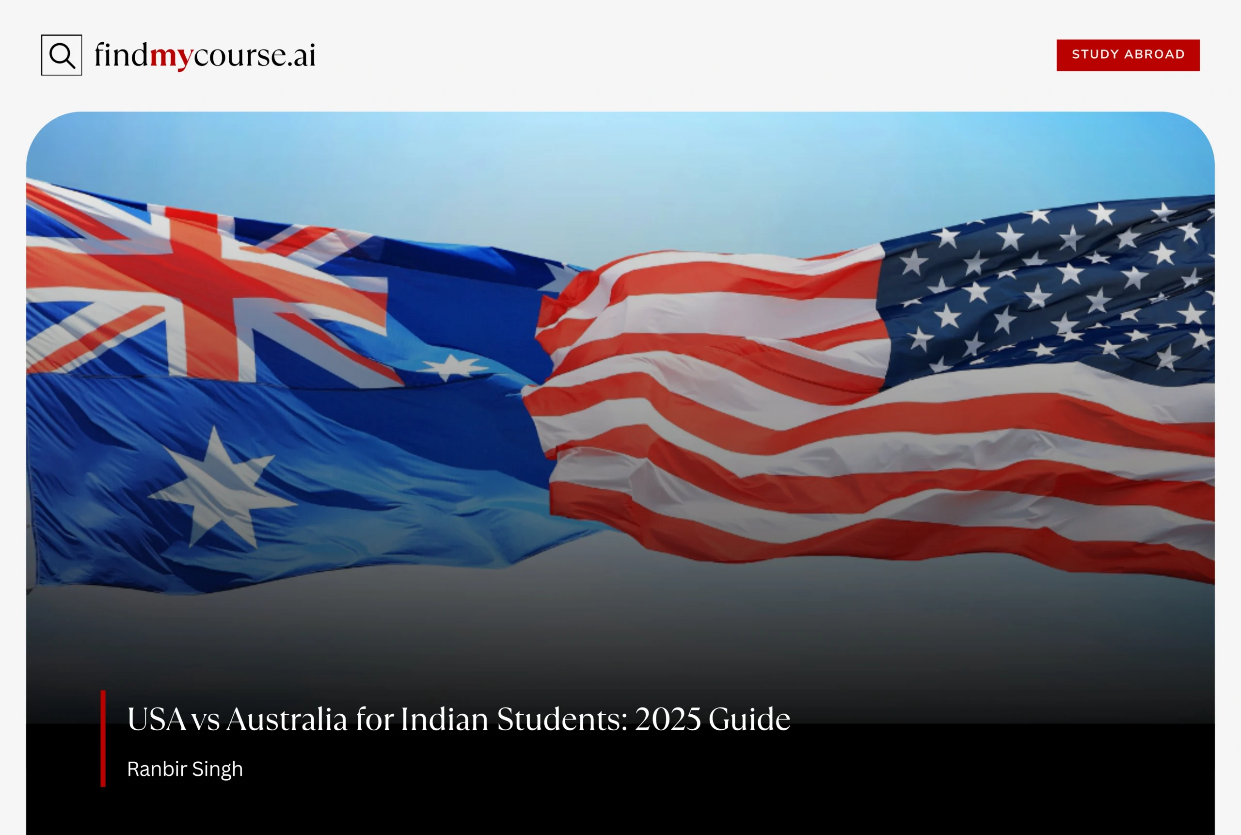 Flags showing USA vs Australia education choice – Find my course | FindMyCourse.ai
