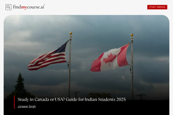 Canada and USA flags side by side denoting study abroad comparison — Findmycourse.ai