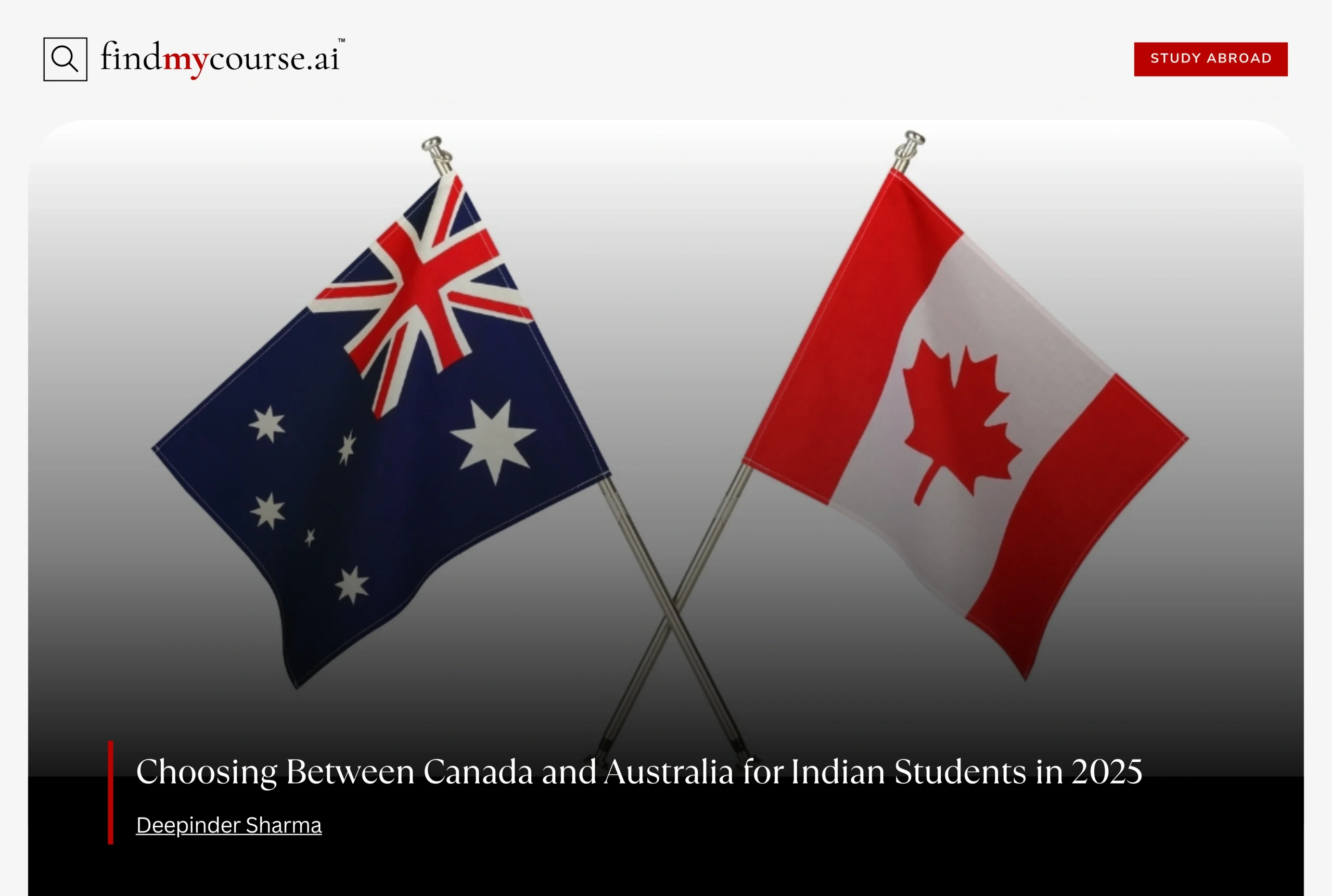 National flags of Canada and Australia symbolizing top study abroad destinations for Indian students – Find my course | FindMyCourse.ai