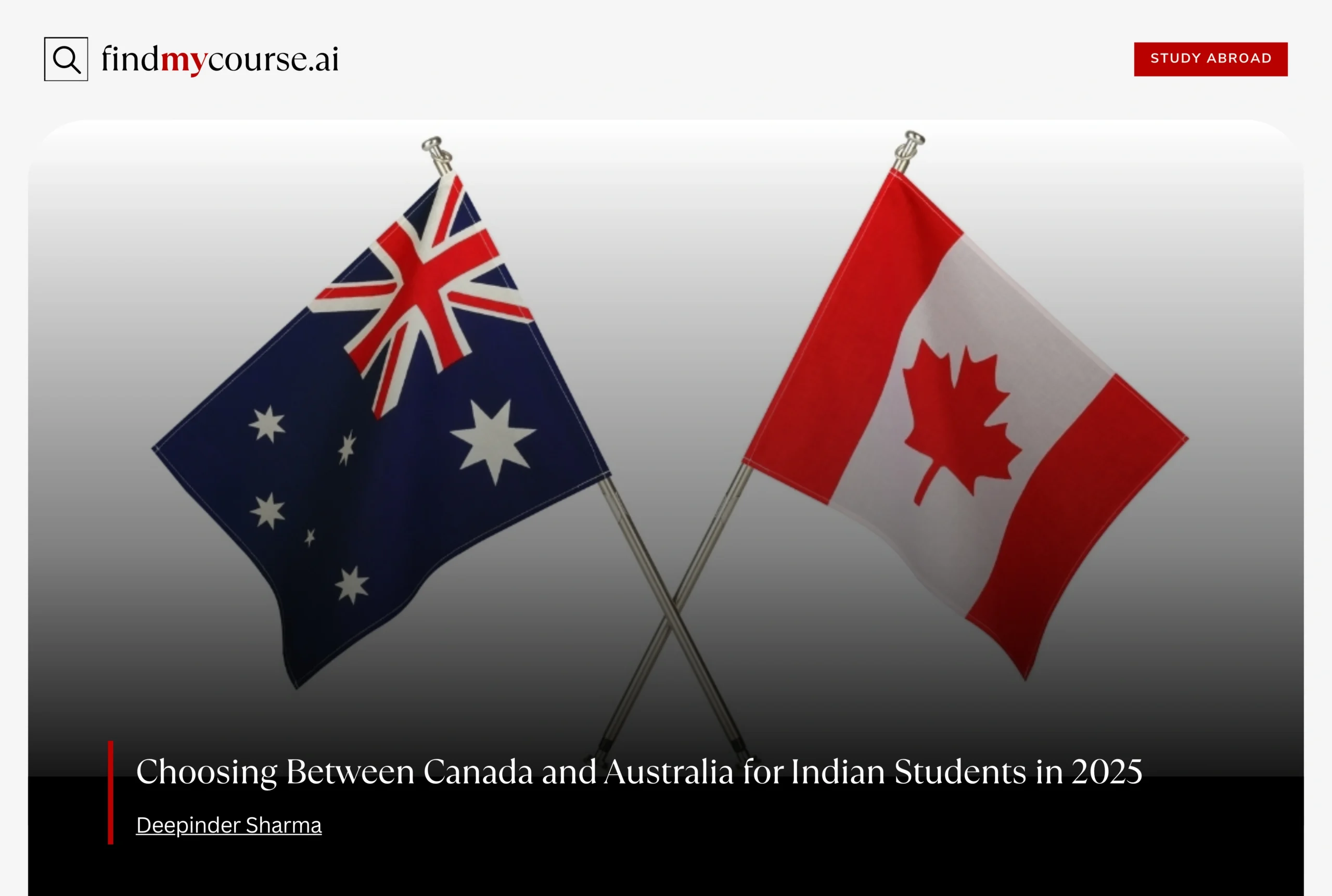 National flags of Canada and Australia symbolizing top study abroad destinations for Indian students – Find my course | FindMyCourse.ai