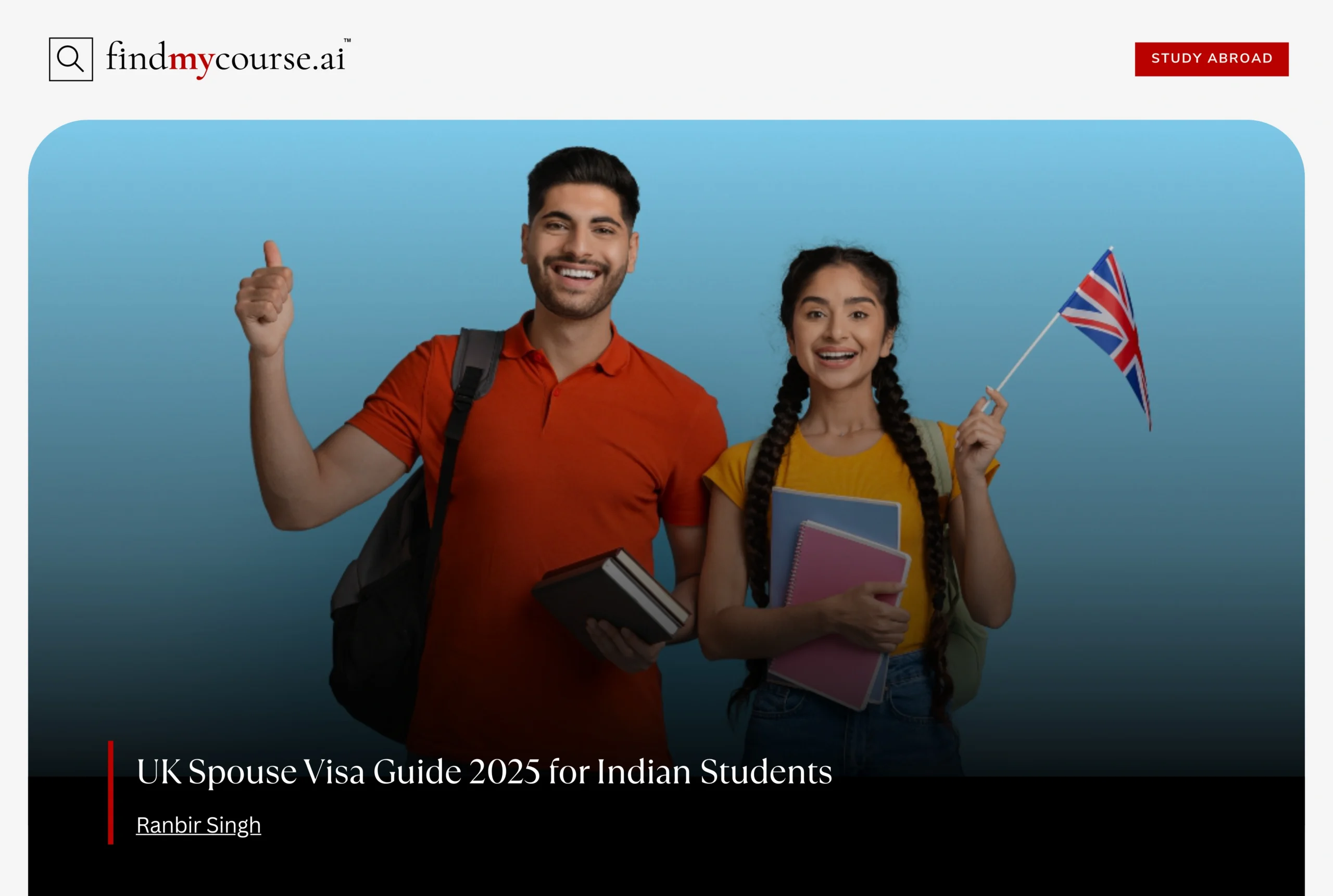 Smiling Couple holding UK flag after UK Study Visa success – Find my course | FindMyCourse.ai
