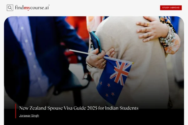 Couple with New Zealand flag highlighting study spouse visa — Findmycourse.ai