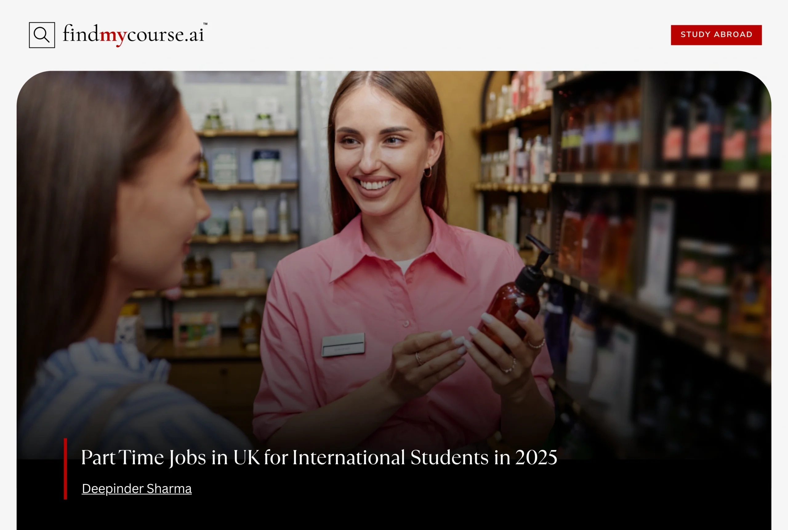 Student assisting customer in UK store, showing part-time job opportunity – Find my course | FindMyCourse.ai