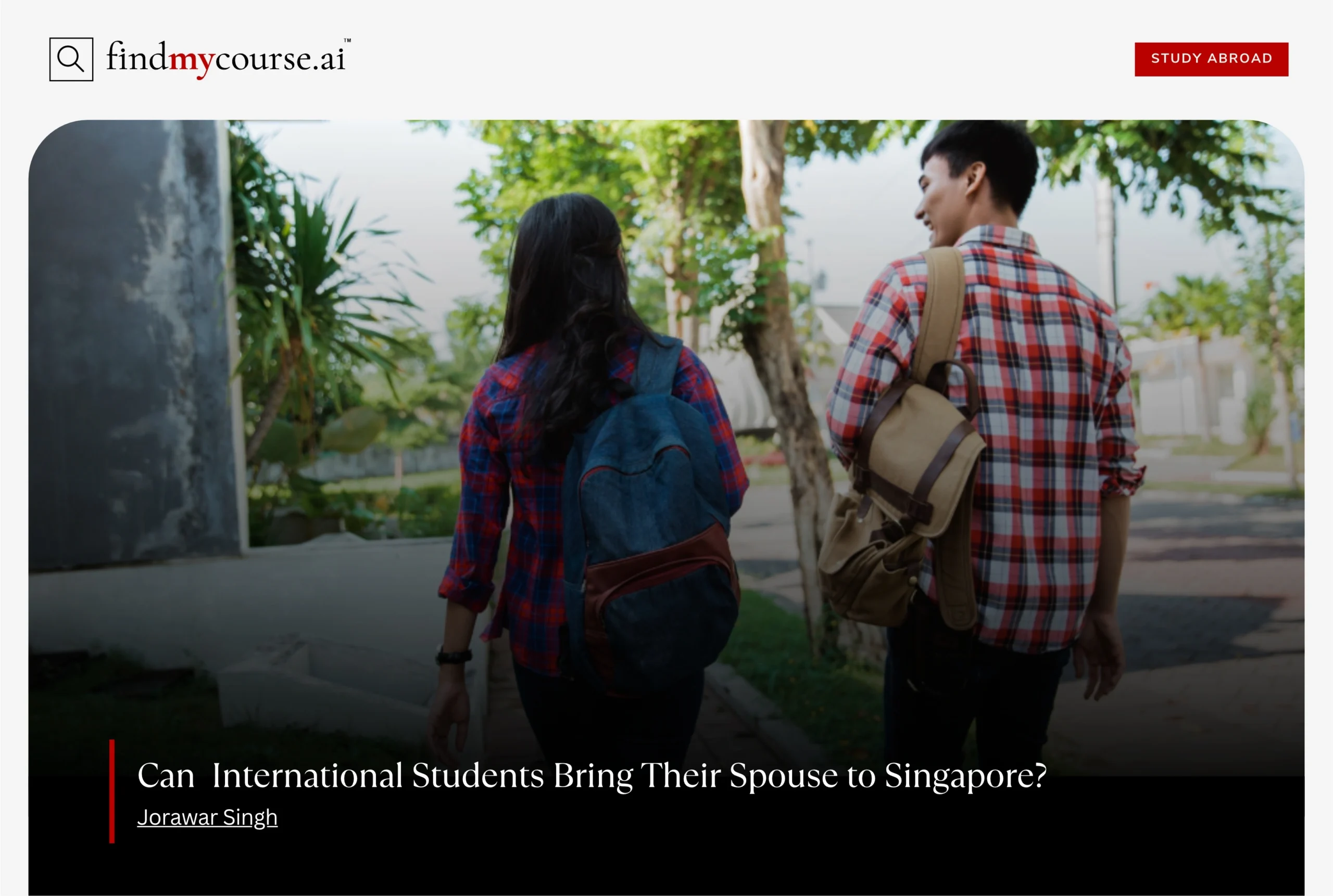 International student couple outdoors representing Singapore spouse visa options – Findmycourse.ai