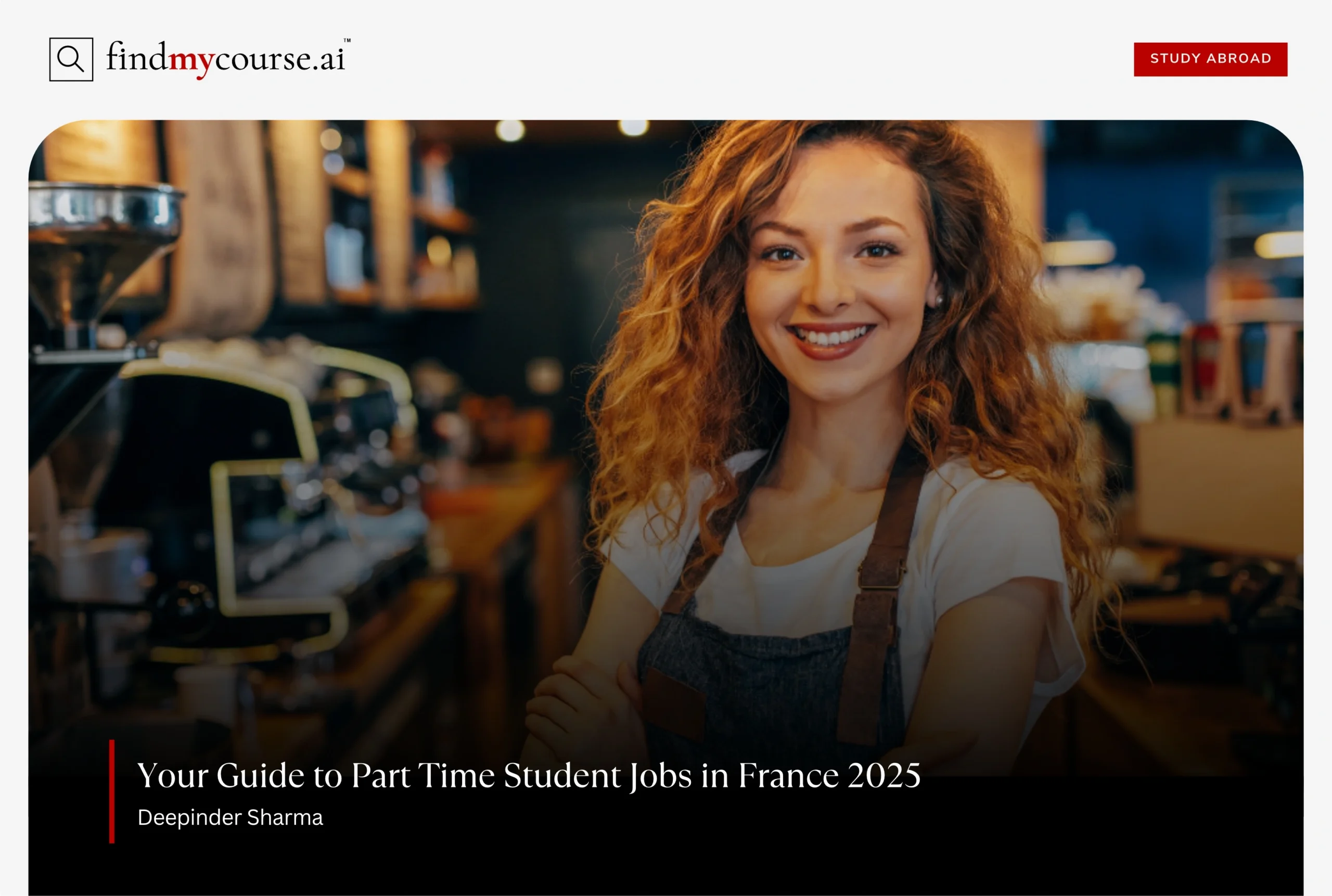 Smiling student working in café representing part time jobs in France – Findmycourse.ai