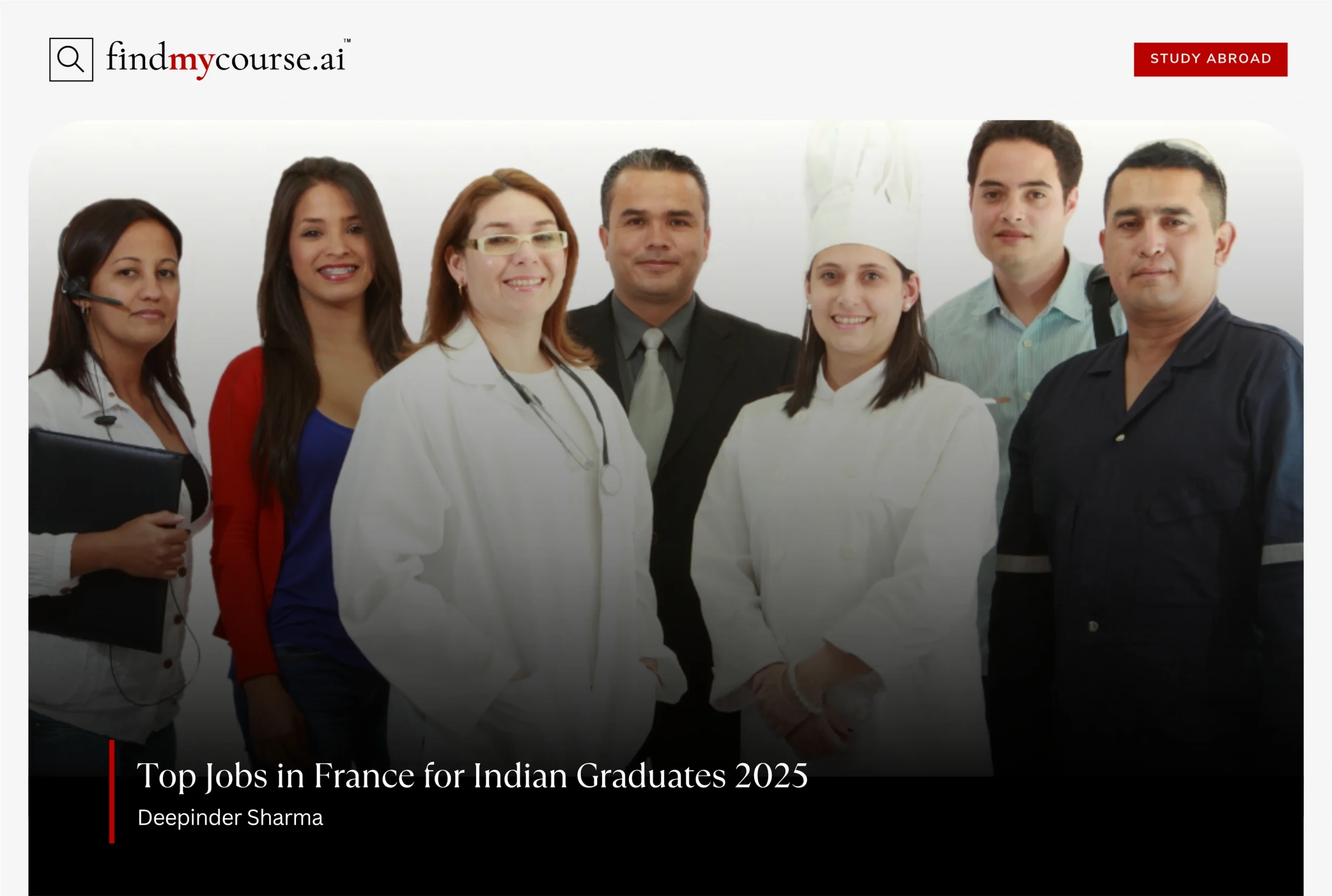 Group of professionals representing top jobs in France for 2025 graduates – Findmycourse.ai