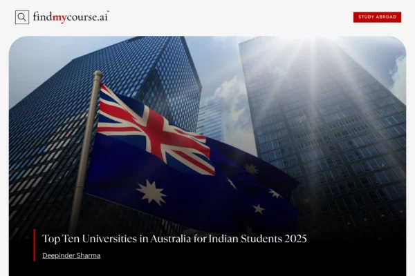 Australian flag with modern buildings, highlighting top universities Australia- Find my course | FindMyCourse.ai