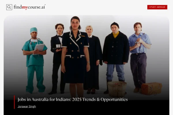 Group of diverse professionals showcasing jobs in Australia for Indians - Find my course | FindMyCourse.ai