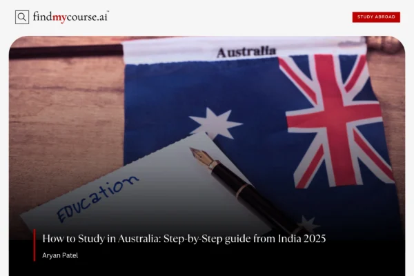 Australian flag with pen and Education note representing study visa process - Find my course | FindMyCourse.ai