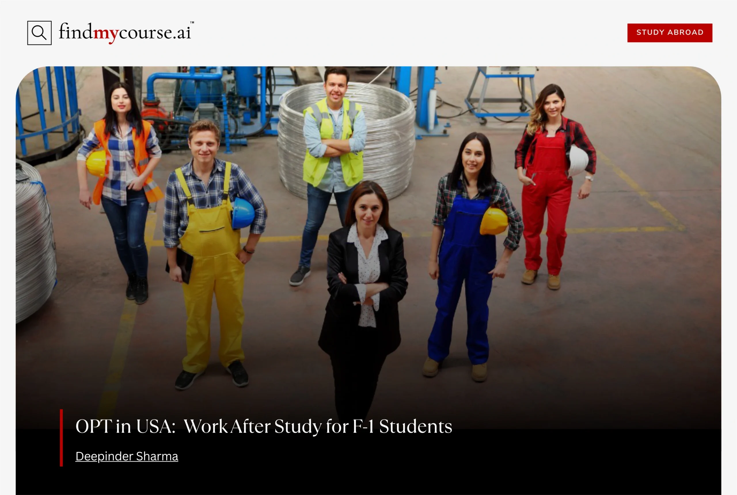 Team of graduates in workplace gear showing Post-Study Work OPT in USA – Find My Course | findmycourse.ai