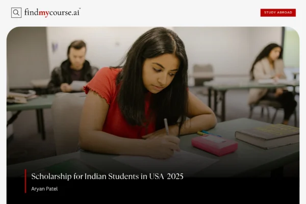 Scholarship for Indian Students in USA: Guide to Study Smart in 2025 Classroom scene in USA featuring Indian student depicting scholarship for Indians – findmycourse.ai