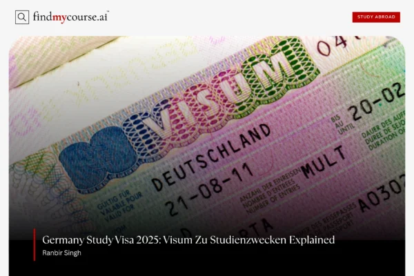 Close-up of German visa sticker denoting Germany Study Visa – Find My Course | findmycourse.ai
