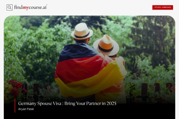 Couple in hats with German flag denoting Germany Spouse Visa – Find My Course | findmycourse.ai