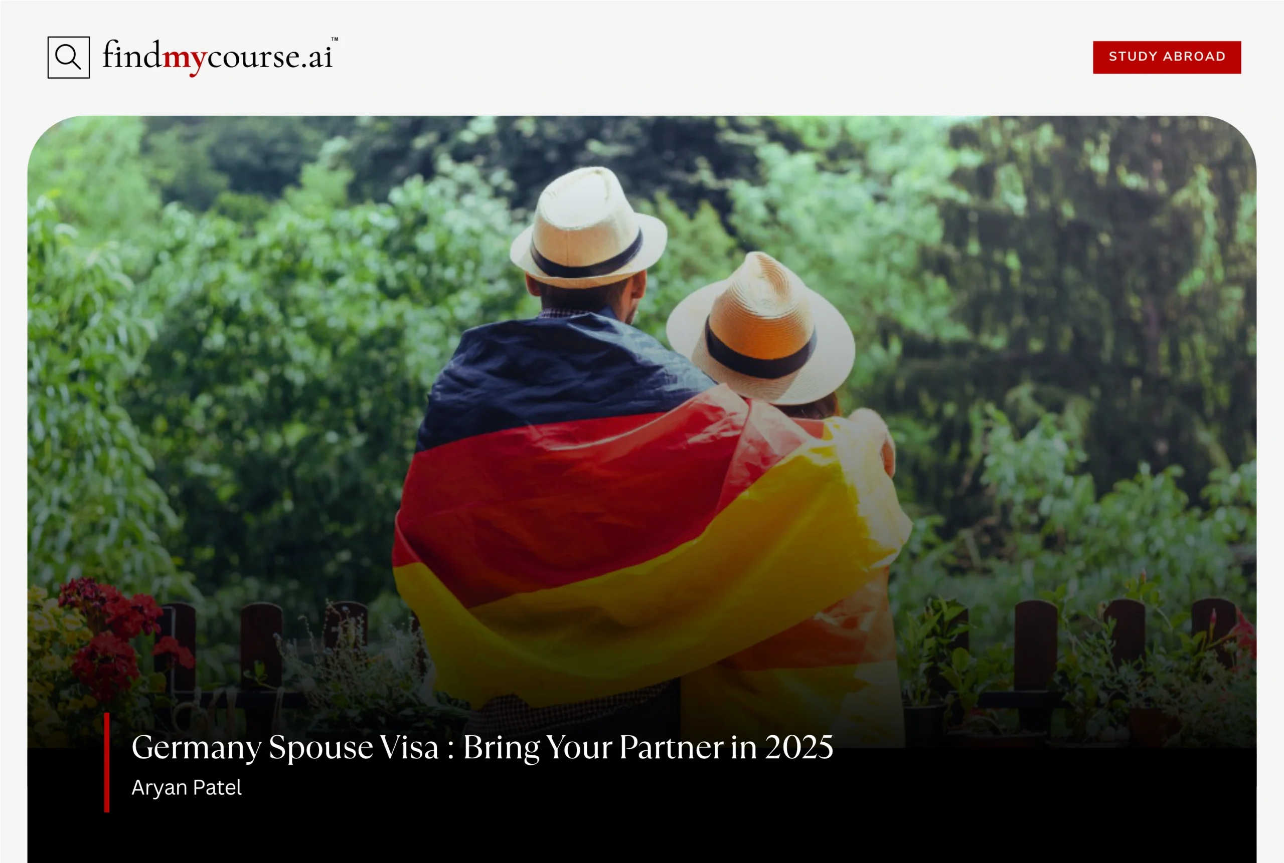 Couple in hats with German flag denoting Germany Spouse Visa – Find My Course | findmycourse.ai