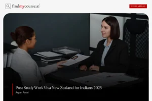 job interview scene representing Post Study Work Visa opportunities in New Zealand – findmycourse.ai