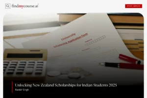 Scholarship form and study tools showcasing New Zealand scholarship opportunities – Findmycourse.ai