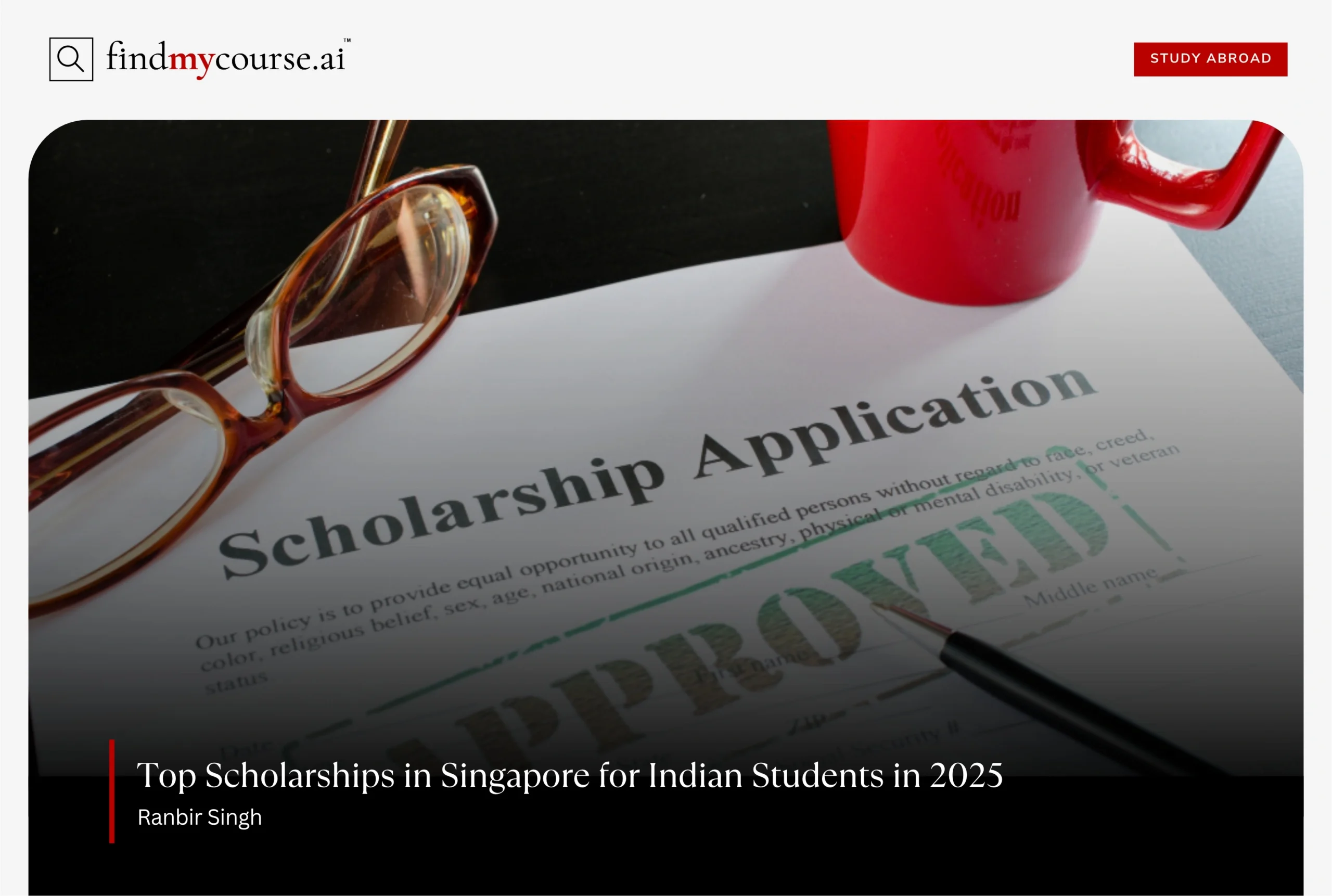 Approved scholarship application visual denoting Scholarships in Singapore – Findmycourse.ai