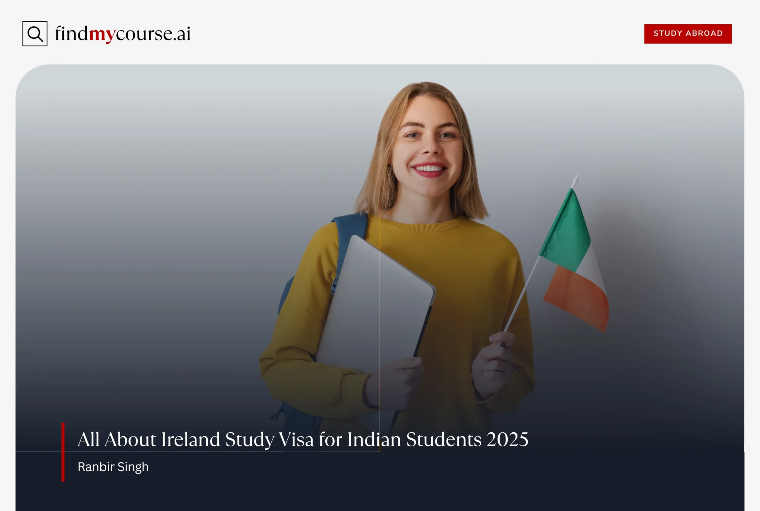 Female student holding Irish flag, excited for Ireland Study Visa – Findmycourse.ai