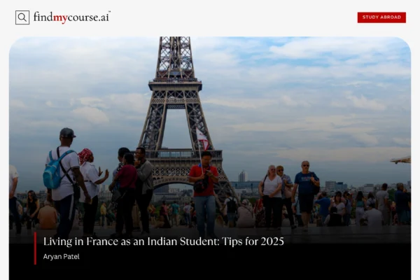 Diverse group of students at Eiffel Tower representing student life in France – Findmycourse.ai