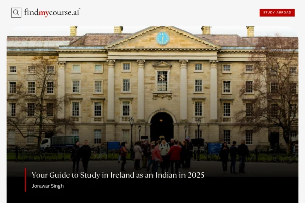 Trinity College Dublin campus with students representing study in Ireland – Findmycourse.ai