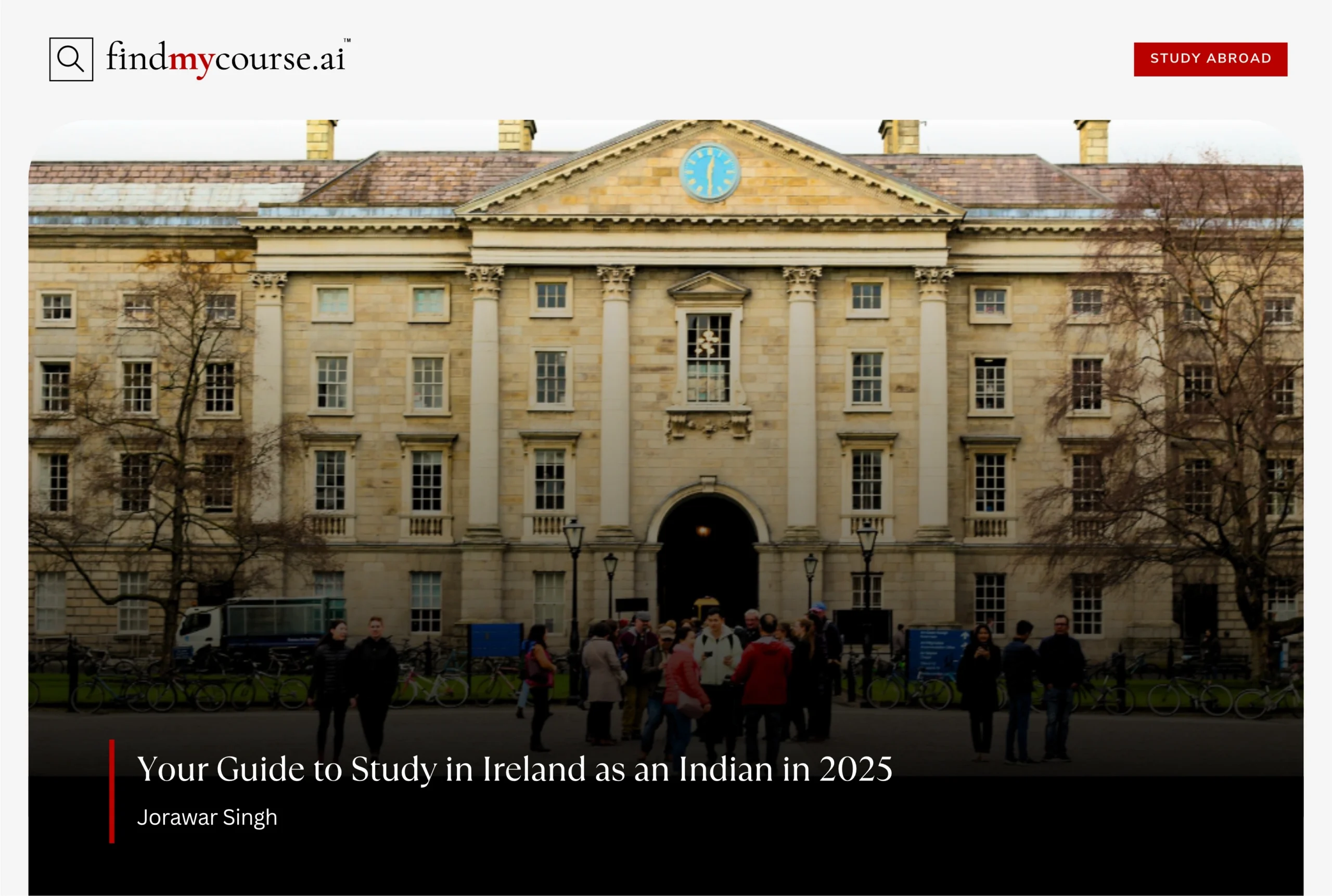 Trinity College Dublin campus with students representing study in Ireland – Findmycourse.ai