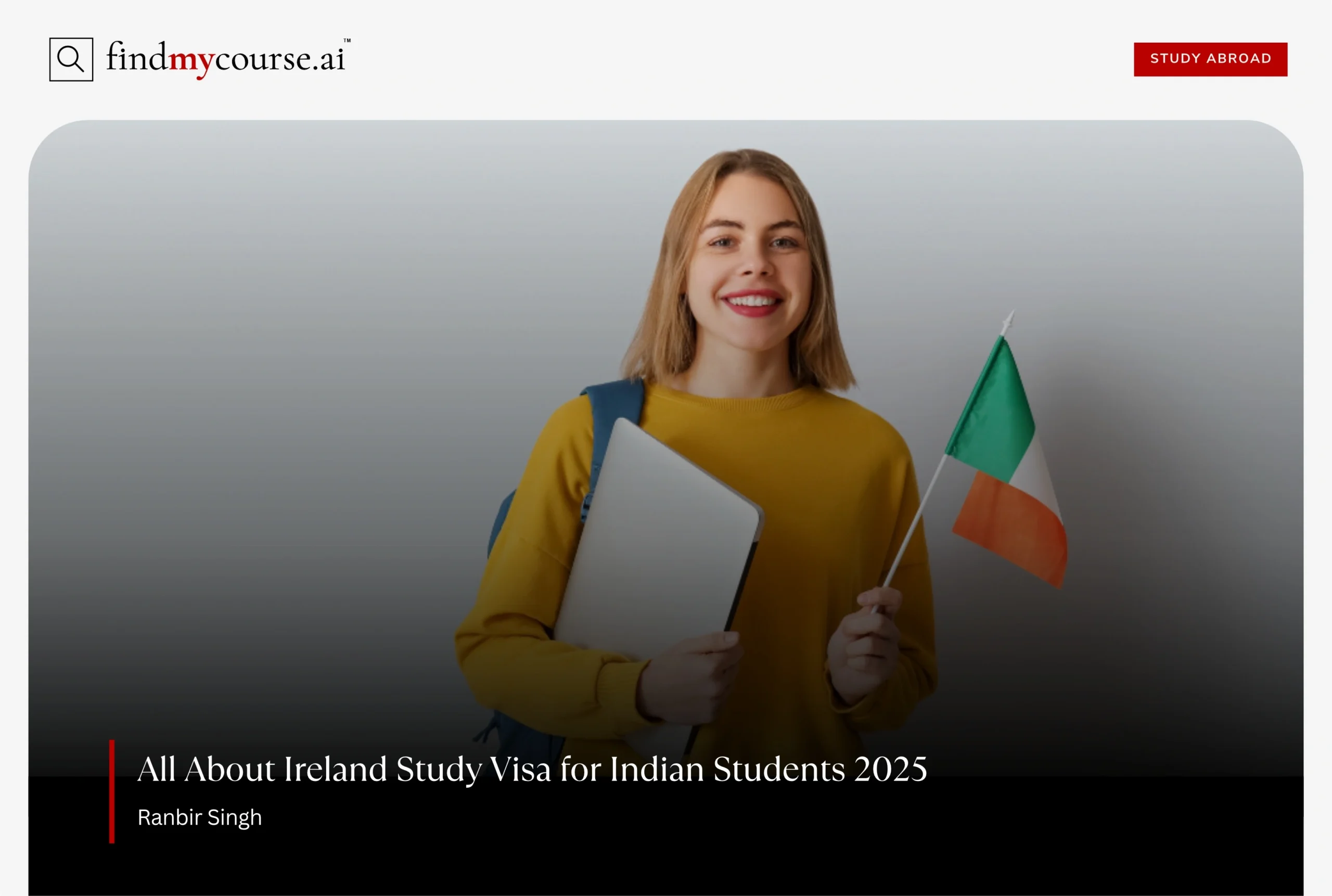 Female student holding Irish flag, excited for Ireland Study Visa – Findmycourse.ai