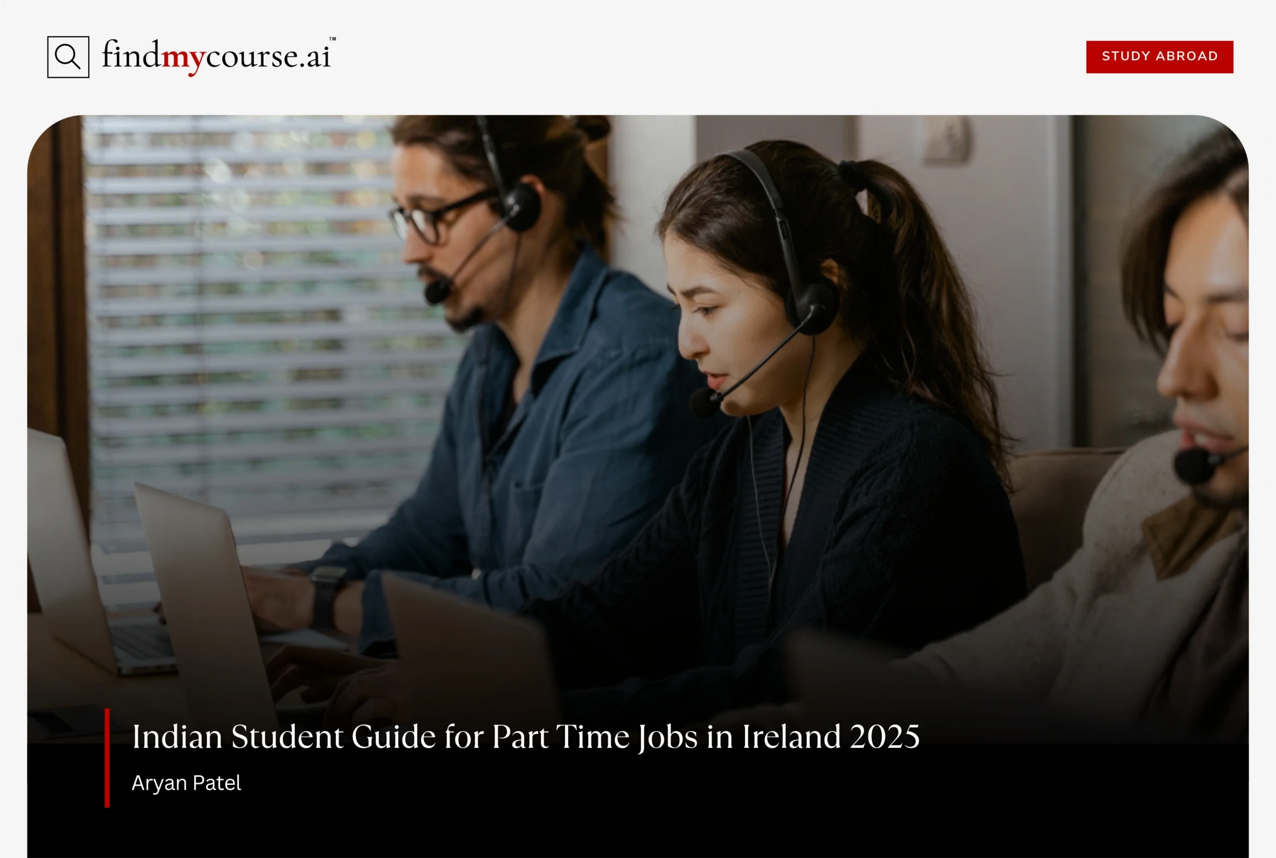Student working at call center, featuring part time jobs in Ireland – Findmycourse.ai