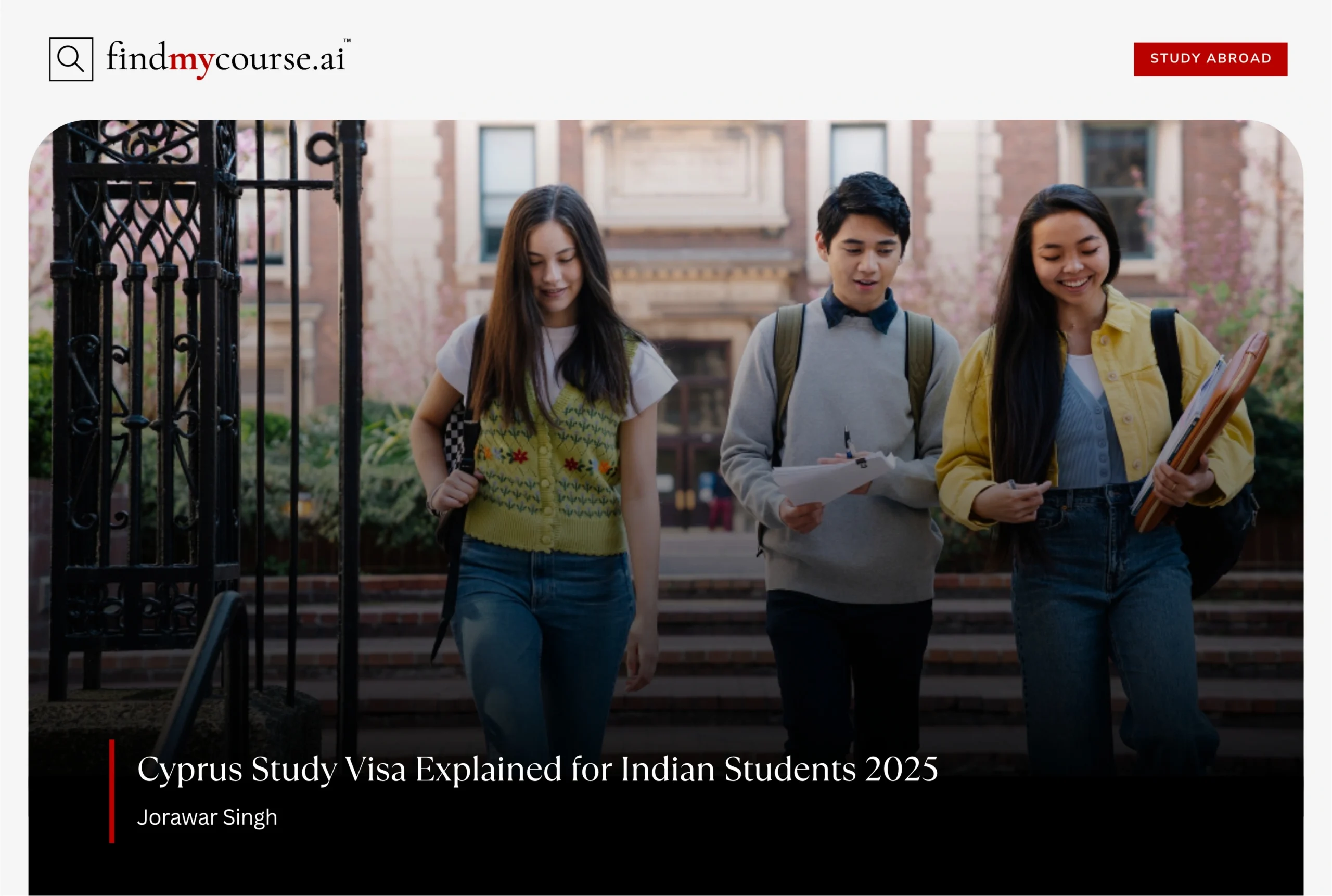 Group of students on university campus representing Cyprus study visa 2025 – Findmycourse.ai