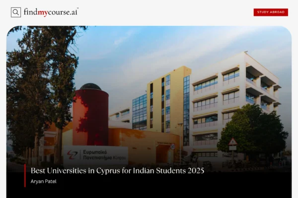 Entrance of European University denoting best universities in Cyprus for Indians — Findmycourse.ai