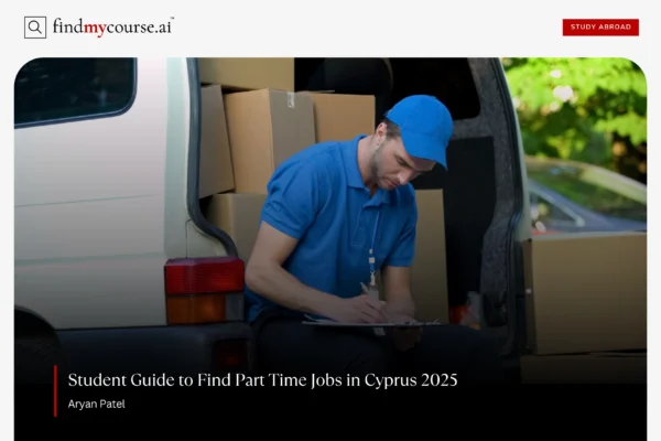 Student working as delivery guy showcasing part time jobs in Cyprus for Indians — Findmycourse.ai