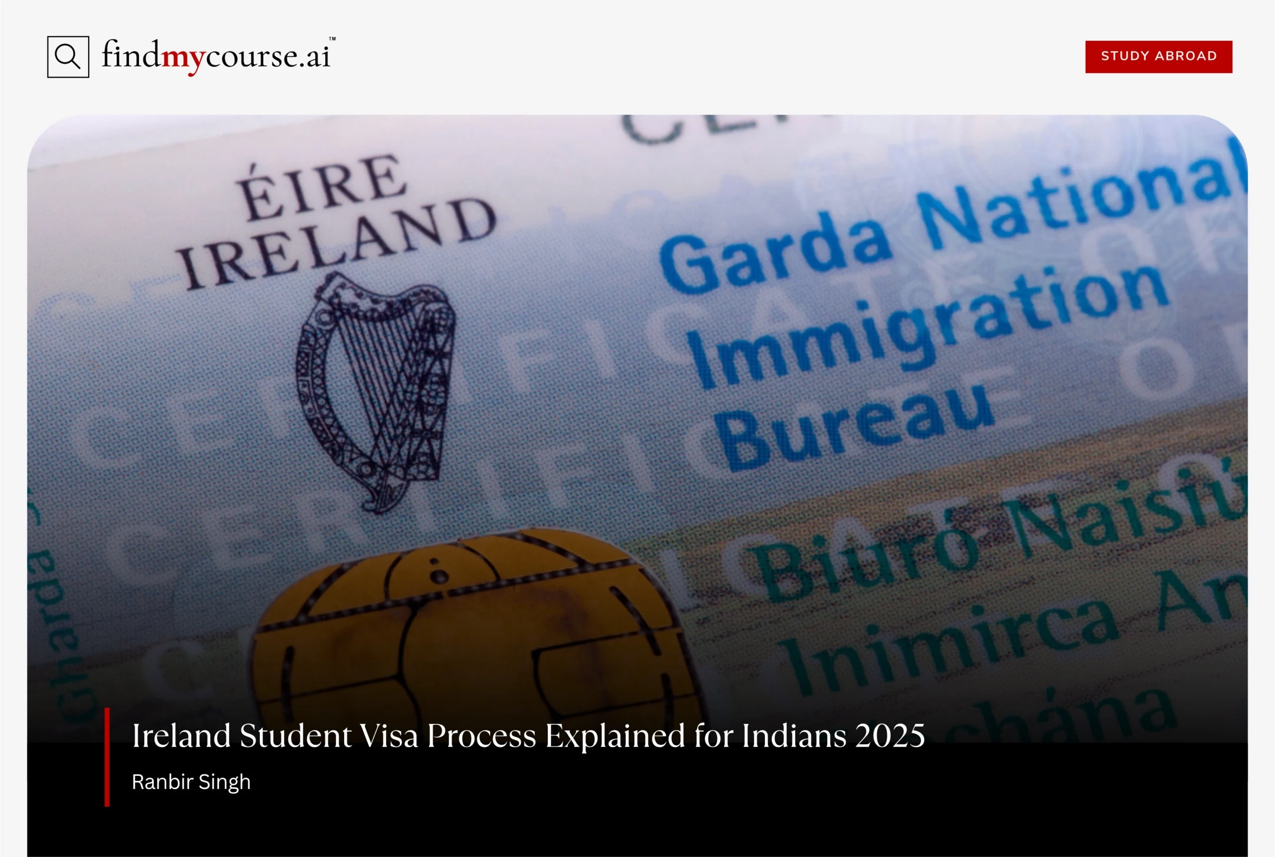 Close-up of Irish immigration document showcasing Ireland Student Visa – Findmycourse.ai