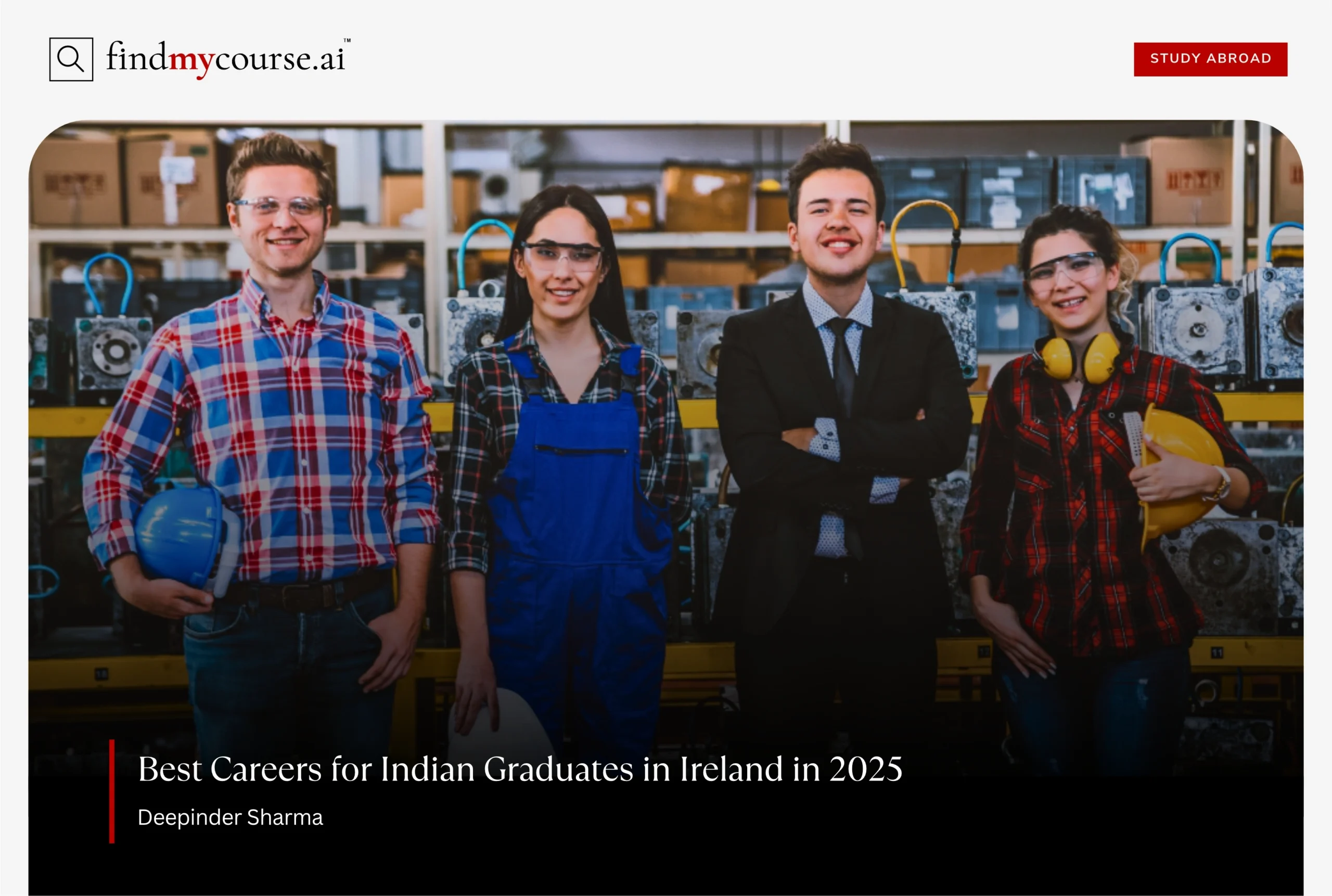 Group of professionals representing jobs in Ireland for Indian graduates – Findmycourse.ai