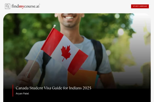 Everything Indian Students Need to Know about Canada Student Visa Happy student holding Canadian flag featuring Canada Student Visa guide for Indians — Findmycourse.ai