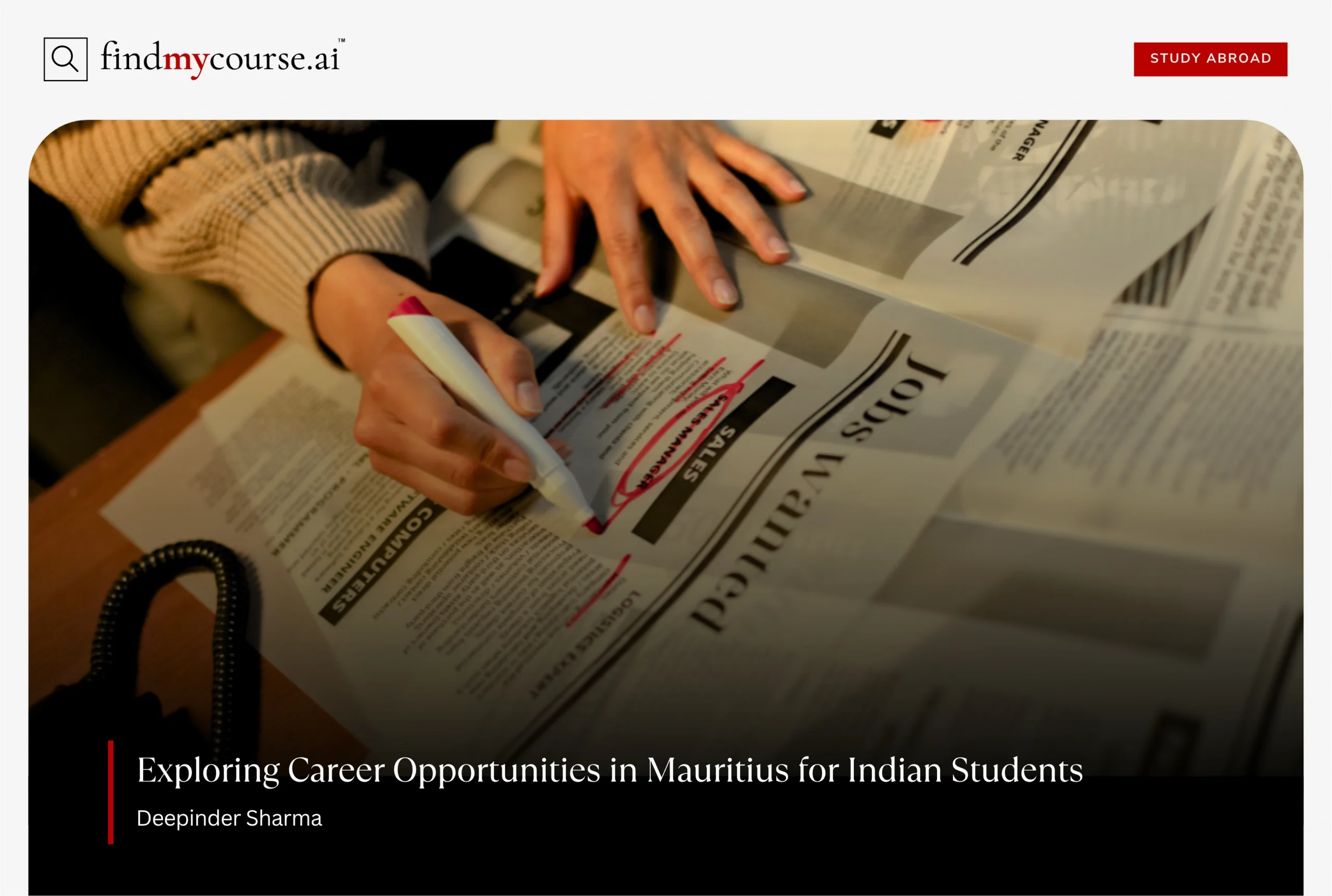 Person highlighting jobs in newspaper depicting career opportunities in Mauritius — FindMyCourse.ai