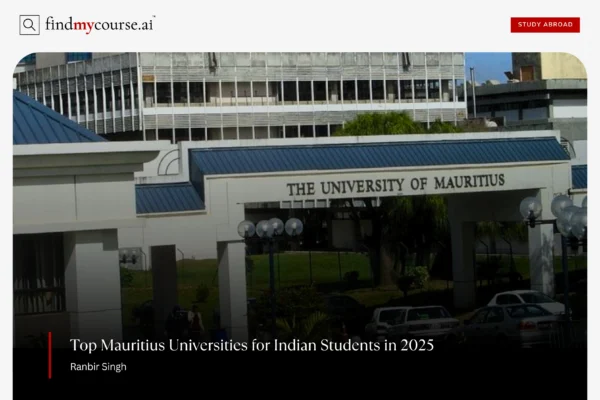 Front view of the University of Mauritius featuring best universities for Indians — Findmycourse.ai