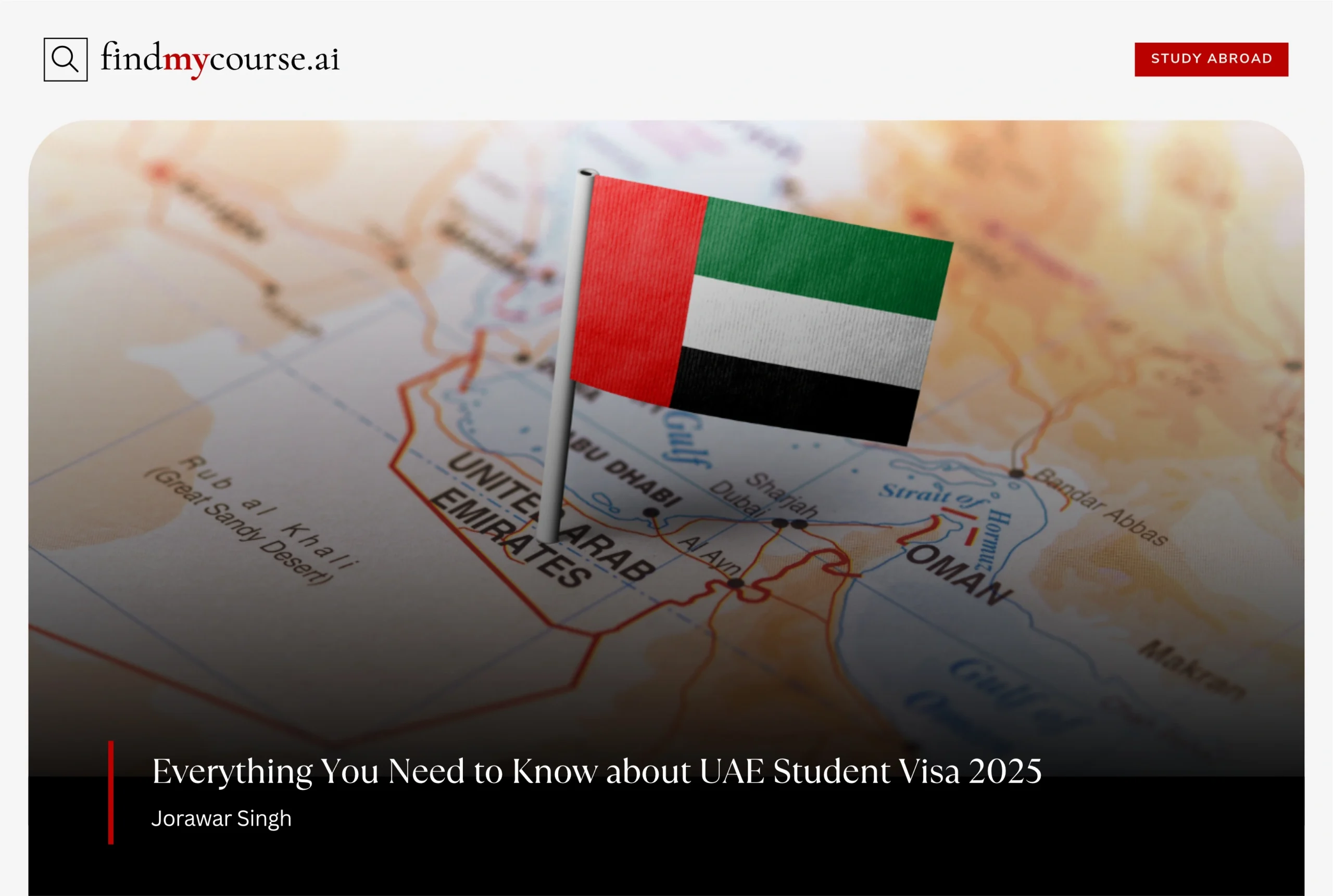 UAE flag placed on regional map, representing student visa 2025 — FindMyCourse.ai