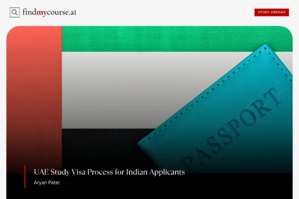 Image of UAE flag and passport for study visa guide — Findmycourse.ai