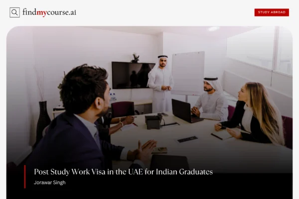 UAE Post Study Work Visa Guide for Indian Graduates in 2025 Indian graduates working in UAE office representing post-study work visa options — Findmycourse.ai