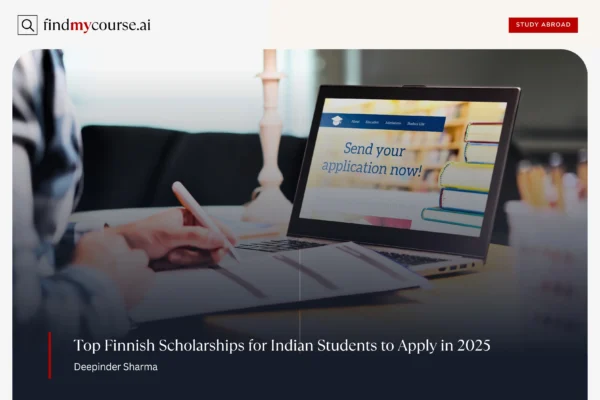 2025 Guide to Scholarships in Finland for Indian Students Student filling scholarship application while viewing a university website on laptop — Findmycourse.ai