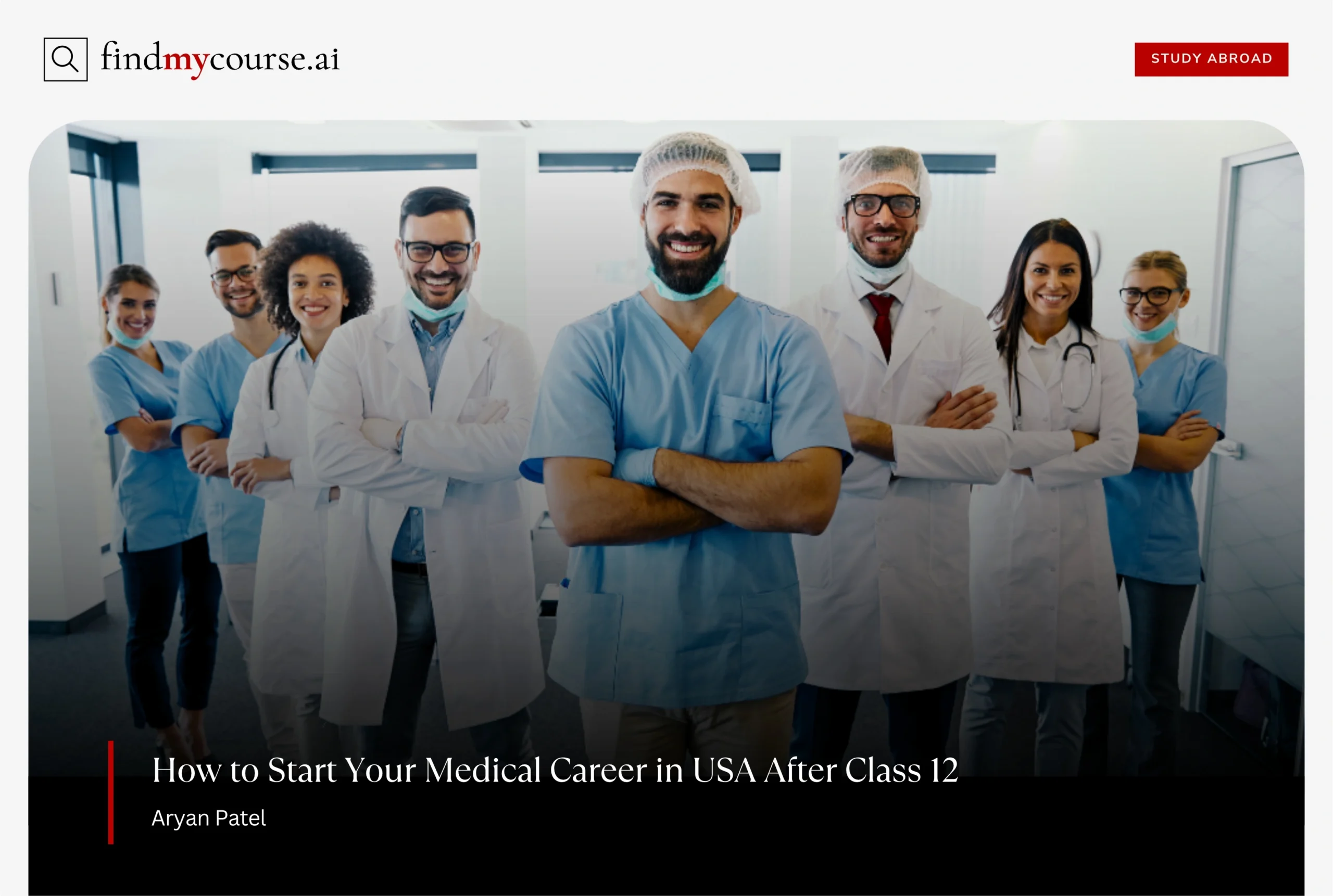 Team of healthcare professionals highlighting medical courses in USA — Findmycourse.ai