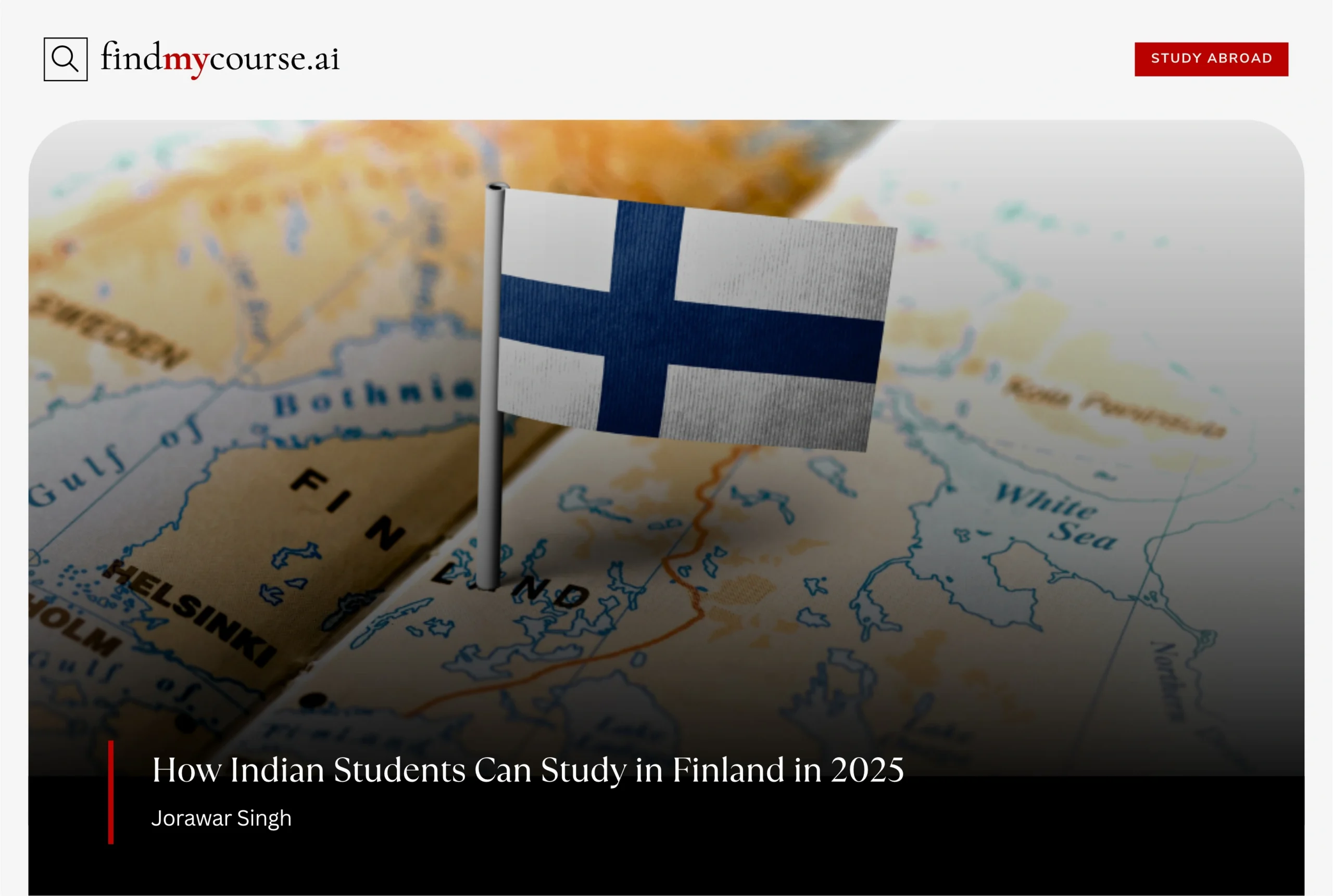 Finland highlighted on a map with flag for Indian study abroad guide 2025 — Findmycourse.ai