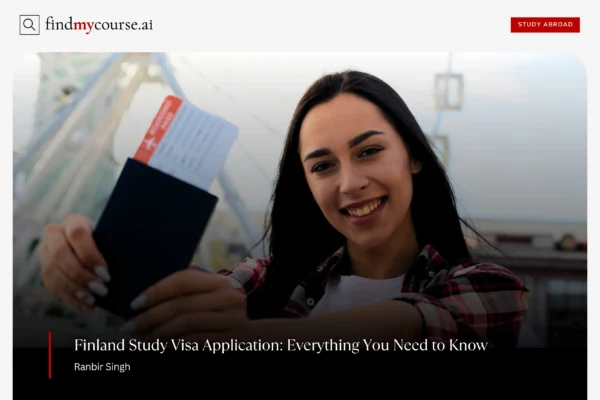 Smiling student holding passport representing Finland study visa process — Findmycourse.ai