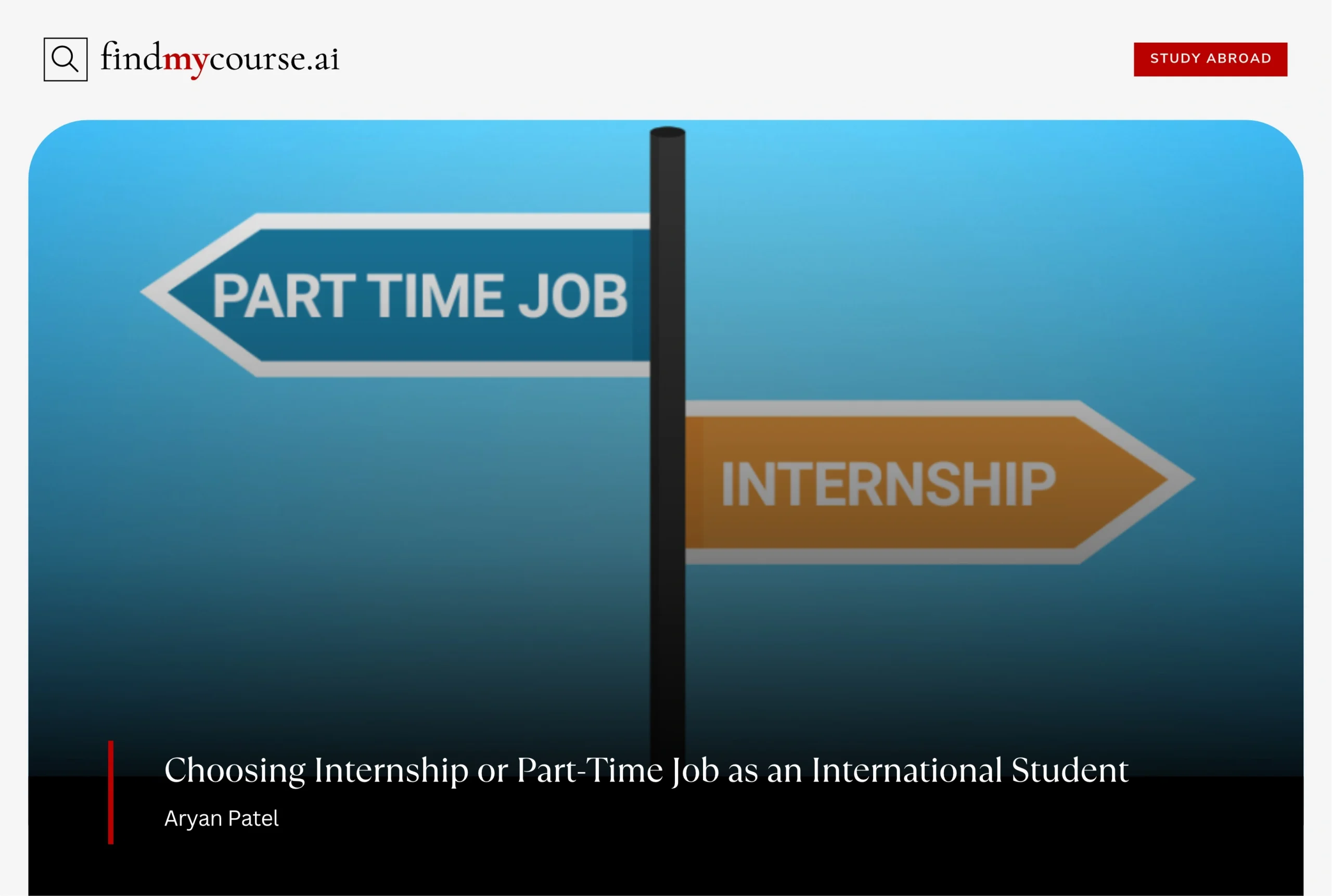 Graphic illustrating the comparison of internship vs part-time job — Findmycourse.ai