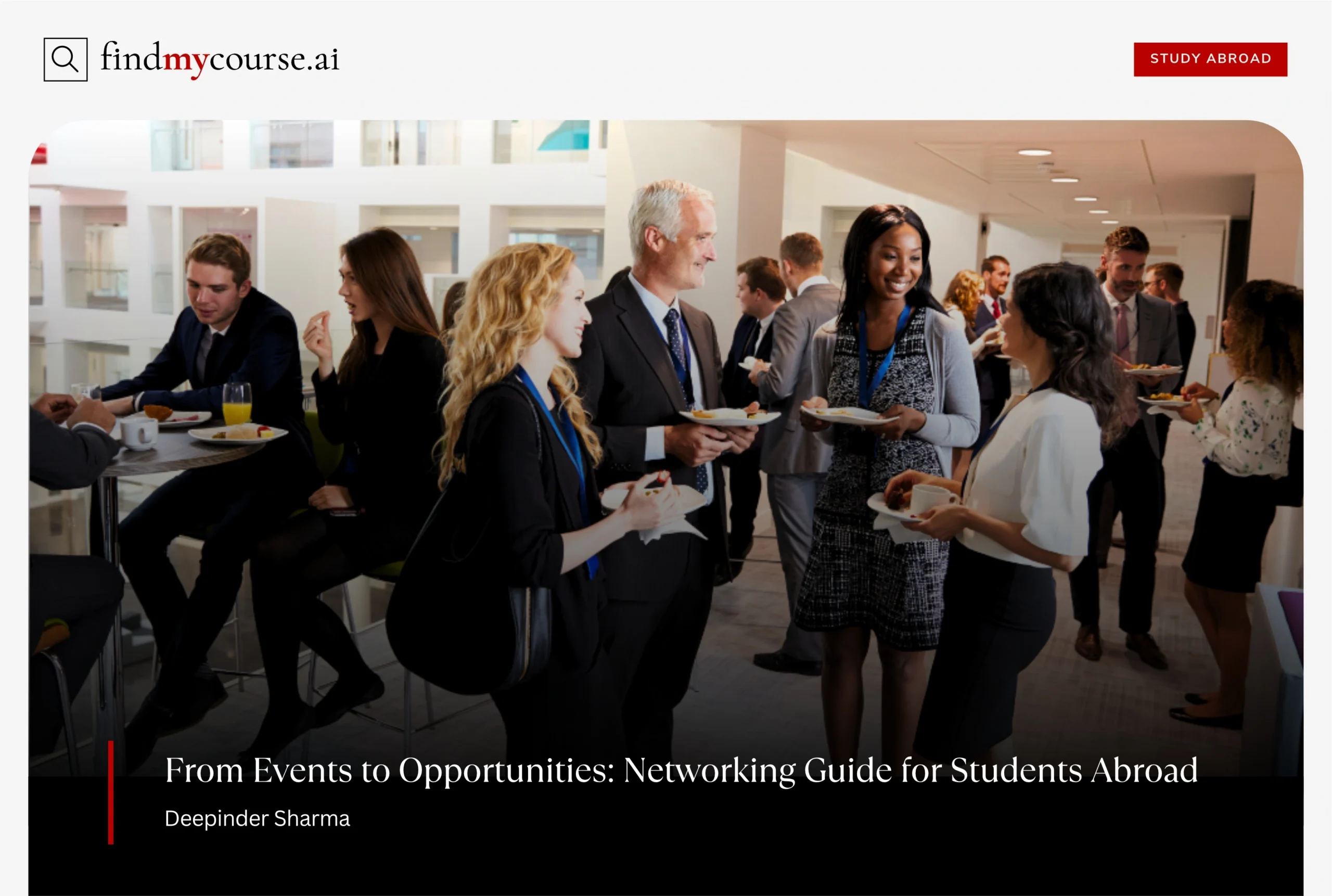 Students abroad connecting with professionals during a networking event — Findmycourse.ai
